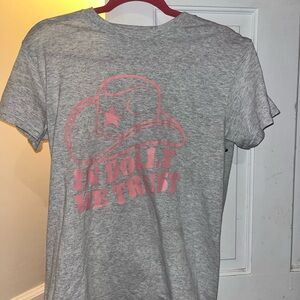Gildan Heather Gray Shirt with Pink Graphic